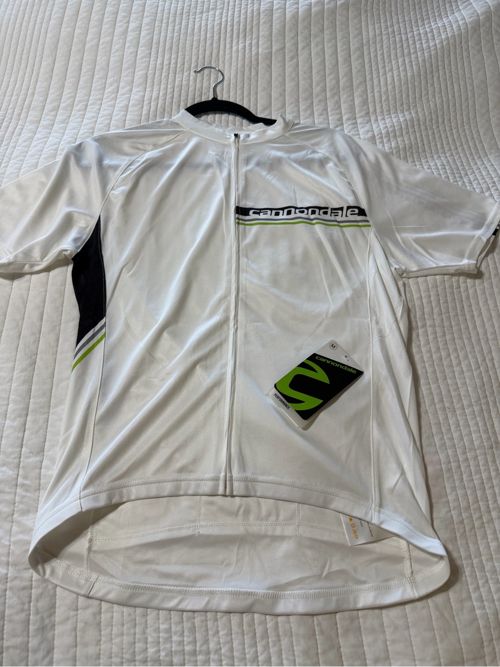 Cannondale White Cycling Jersey with Lime Accents & 3 pockets NWT